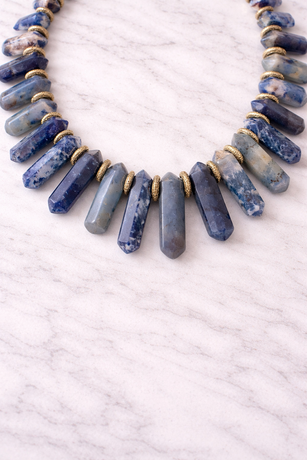 Large Lapis Lazuli Obelysk Necklace Graduated