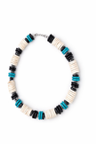 White, Silver and Turquoise Heishi Necklace