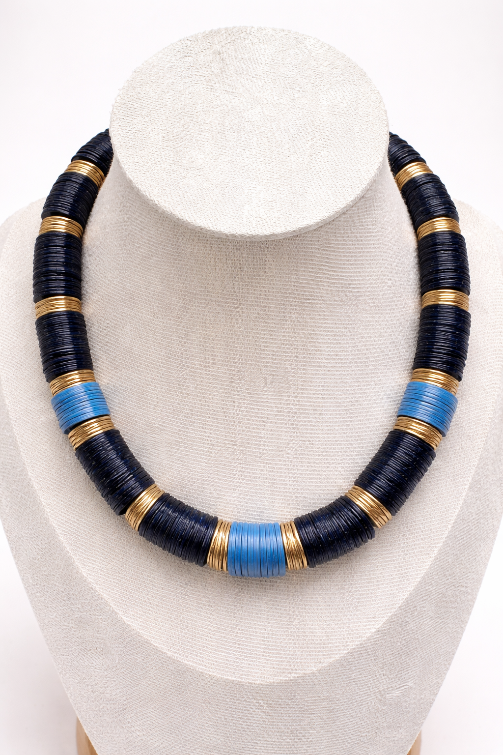 Two Shades of Blue Heishi Necklace