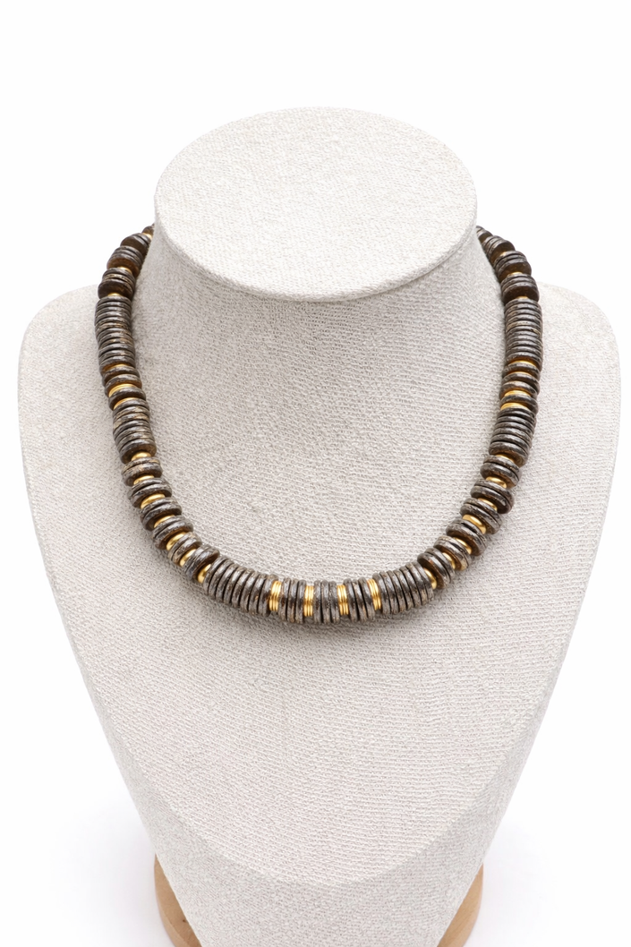 Gold & Black Heishi Necklace