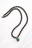 Turquoise Center Onyx Lariat Necklace
