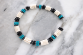 White, Silver and Turquoise Heishi Necklace