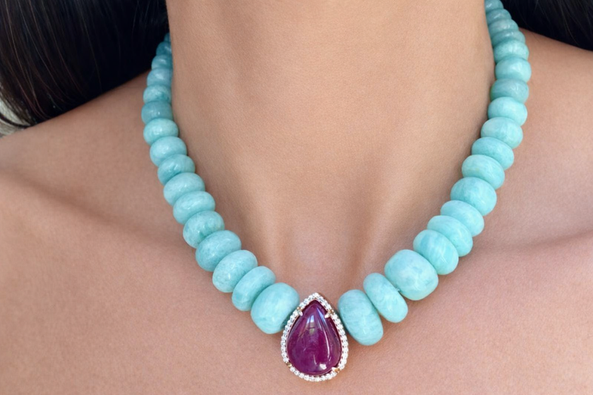 Ruby and Diamonds Center Necklace