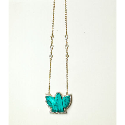 Turquoise and Diamonds Bird Necklace