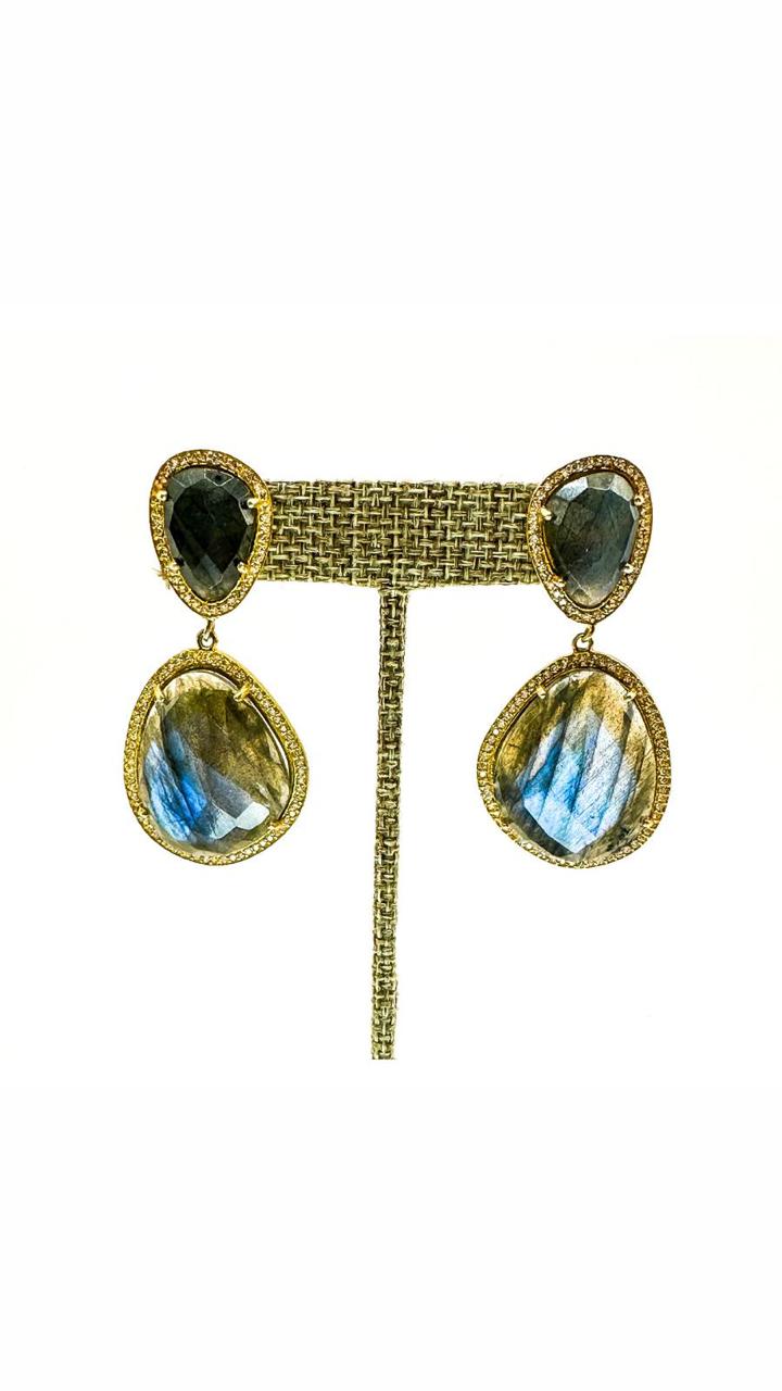Labradorite and Diamonds Earrings