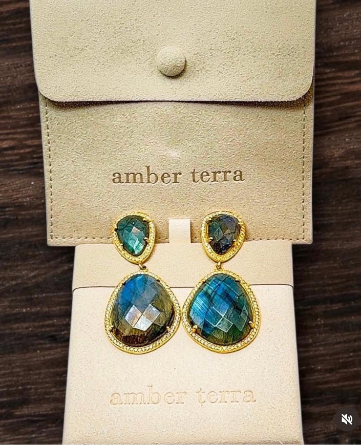 Labradorite and Diamonds Earrings