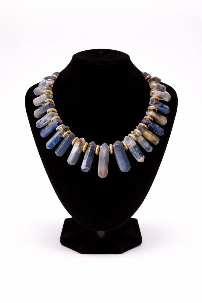 Large Lapis Lazuli Obelysk Necklace Graduated