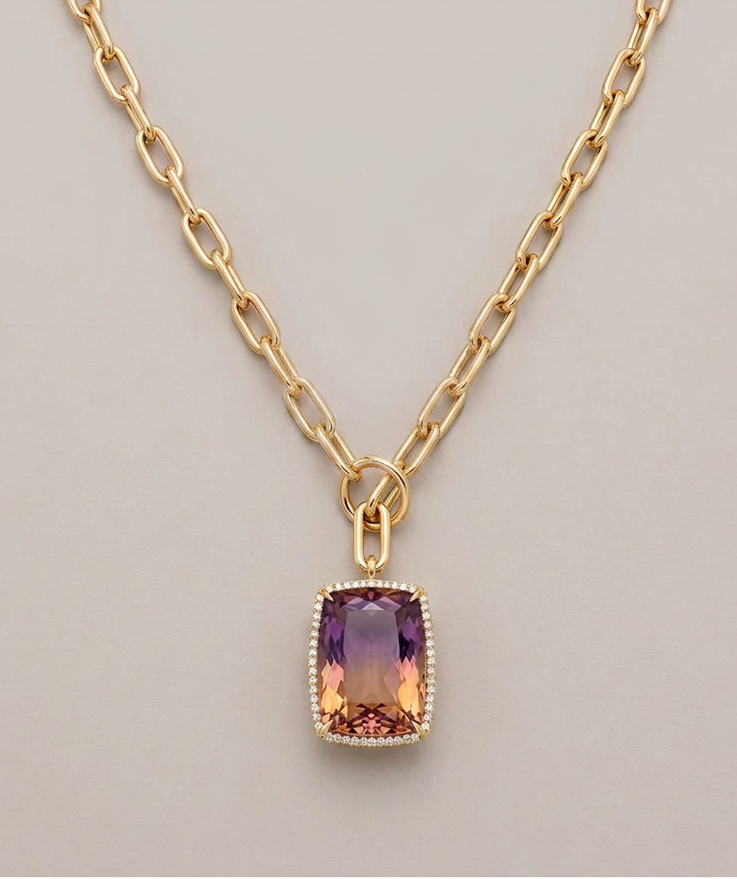 Ametrine and Diamonds Center Necklace