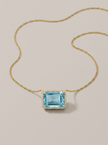 Aquamarine Center Rectangle Diamond Necklace