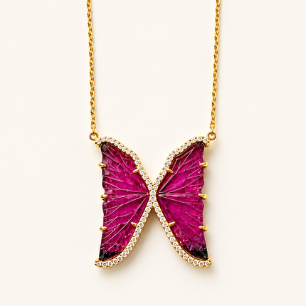 Large Tourmaline Butterfly Necklace