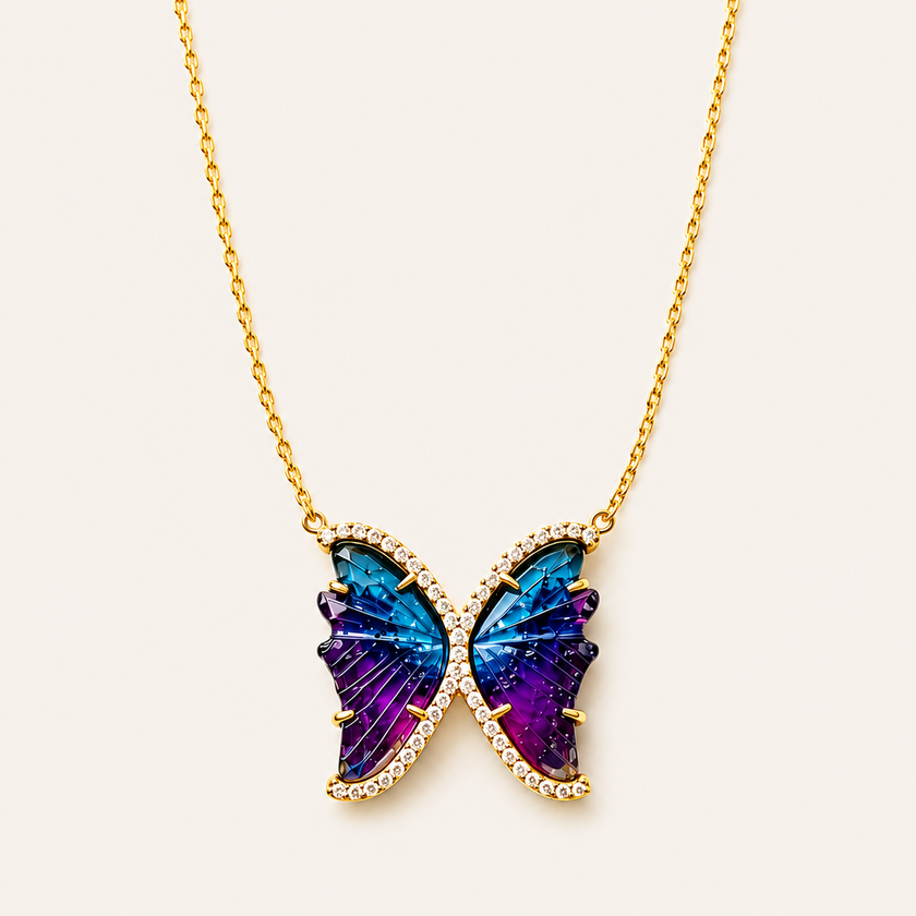 Small Tourmaline Butterfly Necklace